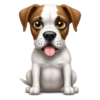 Perro boxer blanco con mancha café en el ojo izquierdo  sticker