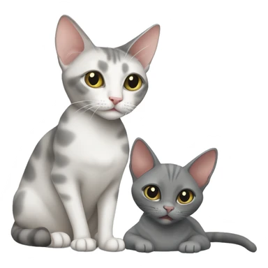 One grey house cat and one grey oriental shorthair cat sticker