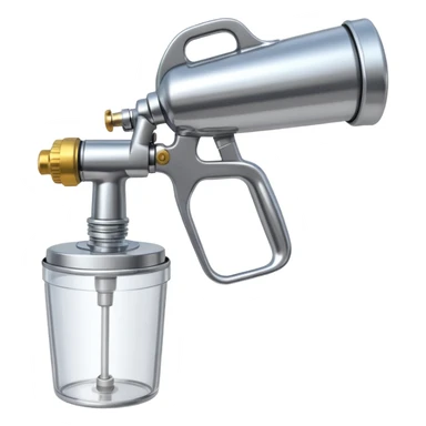 metal spray gun with clear sealed cup attached sticker