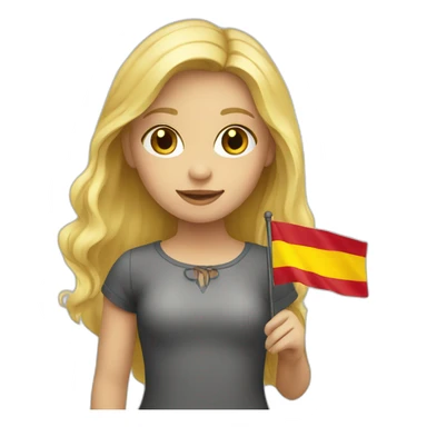 Blond girl holding a Spanish flag  sticker