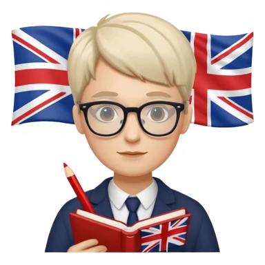 someone who is writing with an UK flag in the background sticker