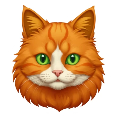 orange cat missing one an eye and with one green eye, with an orange patch of fur near his nose sticker