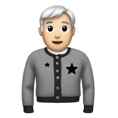grey cardigan with black stars on the elbows sticker