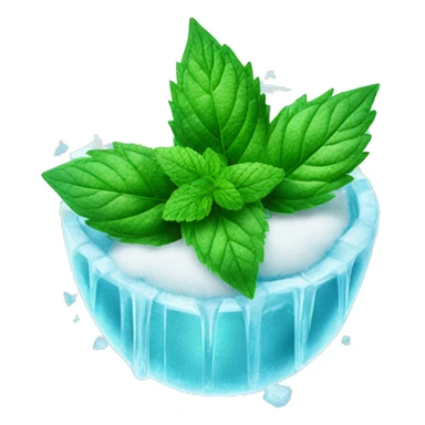 frozen mint with ice and snow on mint leaves sticker