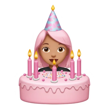 birthday girl emoji but not an actual girl i need the "birthday girl" words with cute baby pink font and a cake sticker
