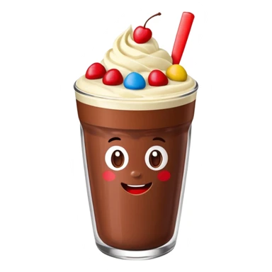 Un vaso cubierto de chocolate que arriba se vea crema batida encima M y M  y fresas encima  sticker