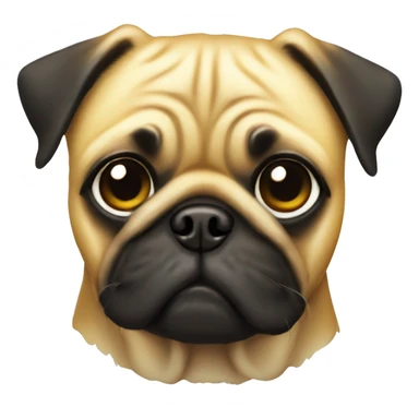 golden shiny coin face of a pug on it sticker