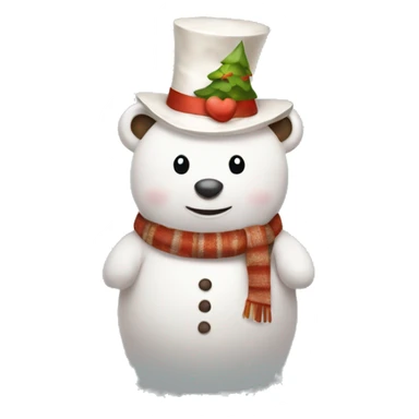Snowman in a cute bear form wearing cute party hat sticker