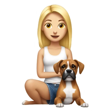 Blonde girl with boxer dog  sticker