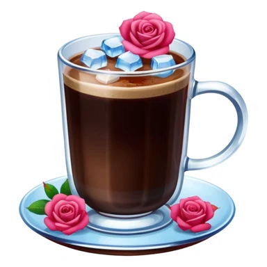 Turkish coffee with mini roses blue light and small size mini glas cup with ice cubs sticker