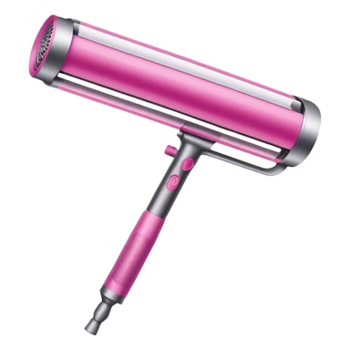 Pink Dyson Airwrap styling wand, long cylindrical barrel with rounded curling attachment, glossy pink body, silver accents, realistic sticker