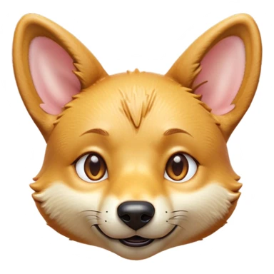 Cinematic Cute Dingo Portrait Emoji, Head tilted playfully and inquisitively, featuring a glossy sandy fur with naturally perky ears and round, sparkling amber eyes filled with curious mischief, Simplified yet irresistibly adorable features, highly detailed, glowing with a warm, friendly glow, high shine, affectionate and spirited, stylized with a touch of outback whimsy, bright and endearing, soft glowing outline, capturing the essence of a mischievous yet loving dingo, so playful it feels like it could bound out of the screen into your arms! sticker
