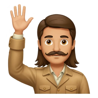 guy with a mustache and long hair raising his hand sticker