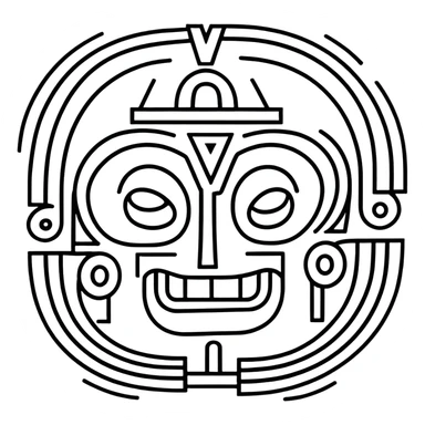 Mayan glyphs for messaging: happy face when receiving a message, sad face when no reply, letter symbol, all in minimalist geometric style sticker