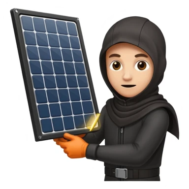 A thief is steal a solar panel sticker