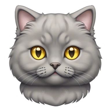 Cinematic Adorable Fluffy Grey Scottish Fold Cat Portrait Emoji, Adorable folded ears perched atop its soft, round head, head tilted cutely with big, sparkling yellow eyes, soft grey fur with darker points on the ears, face, and paws, Simplified yet irresistibly adorable features, highly detailed, glowing with a soft, warm glow, high shine, affectionate and playful, stylized with a touch of whimsy, bright and endearing, soft glowing outline, capturing the essence of a curious and loving kitten with the signature charm of a Scottish Fold's unique folded ears, so cute it feels like it could leap out of the screen and snuggle up for a cuddle! sticker