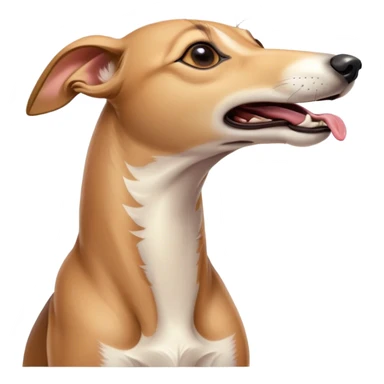 Cinematic Cute Yawning Fawn Greyhound Portrait Emoji, Head tilted slightly with a dramatic, wide-open yawn, showcasing a smooth fawn Fur with a refined finish, floppy ears slightly drooping, round eyes barely open in drowsy contentment, Simplified yet irresistibly adorable features, highly detailed, glowing with a soft, cozy glow, high shine, relaxed yet expressive, stylized with a touch of whimsy, bright and endearing, soft glowing outline, capturing the essence of a sleepy yet affectionate companion, so drowsy it feels like it could stretch out of the screen and curl up for a nap! sticker