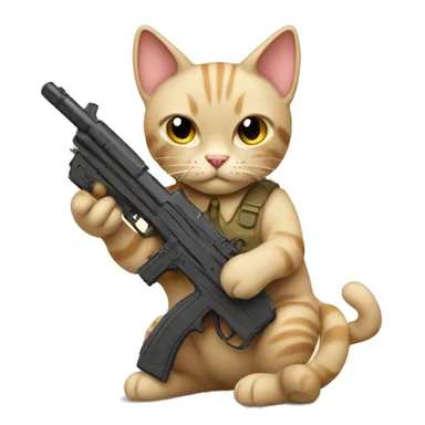 Beige Cat with toy gun sticker