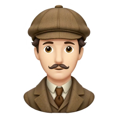 sherlock holmes, wearing a deerstalker hat with the fabric is often tweed, which features a subtle checkered or herringbone pattern with darker and lighter threads woven together, creating texture and depth.  sticker