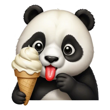 Panda eating ice cream kissing sticker