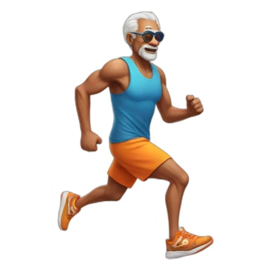 OLD MAN RUNNING wearing a tigger tank top, oakley googles and nikes shoes sticker
