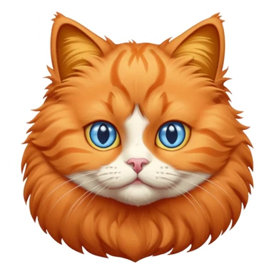 orange puffy cat with blue eyes sticker