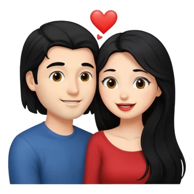 a handsome man with black hair tries to kiss a cute woman who has long black hair sticker