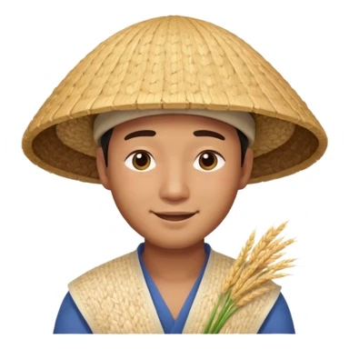 Asian guy with a rice hat, eyes more closed sticker