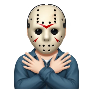 Jason Voorhees, looking cute, with his hands clasped in front of him, at a sideways angle, looks like he is in love sticker