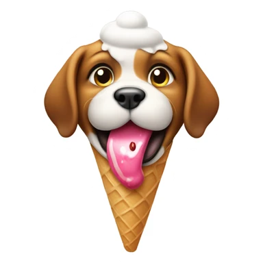 Puppy licking ice cream sticker