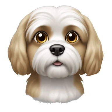 Shitzu dog is white in color with some light brown color. He has a little long ears and big eyes sticker