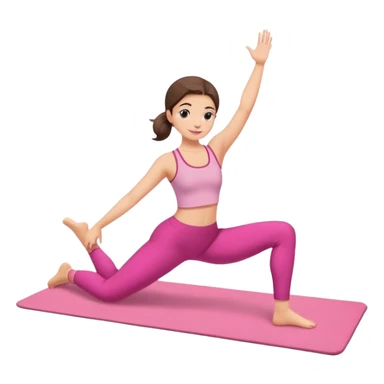 Uma menina fazendo yoga com o tapete de yoga rosa e roupa dela rosa sticker