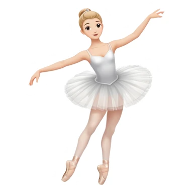 elegant ballerina in a white tutu doing a grand jeté leap sticker