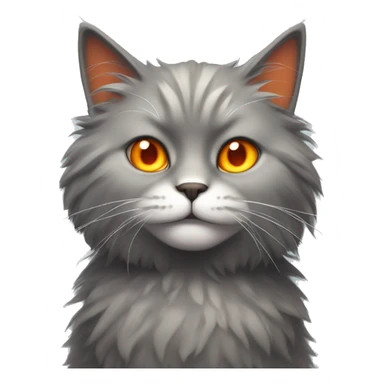 Mad Grey fluffy cat with white neckline and orange eyes sticker