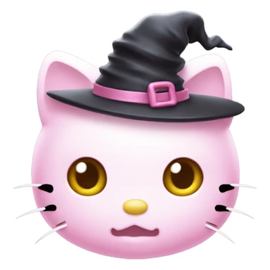 Hello kitty with witch pastel pink hat sticker