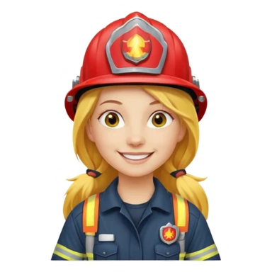 girl fireman with long yellow hair sticker