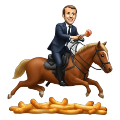 emmanuel macron riding a saussage sticker
