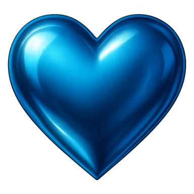 heart with a metallic blue finish, digital illustration, no background sticker