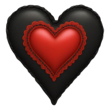 Black leather heart with red lace border sticker
