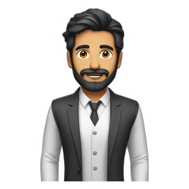 Indian man dark hair and beard CEO of cool tech startup sticker