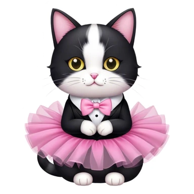 Tuxedo cat wearing a tutu sticker