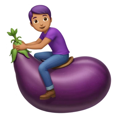 Man riding eggplant  sticker