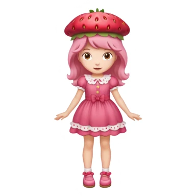 Strawberry shortcake human girl full body and legs with a strawberry hat on her hair without a cake sticker
