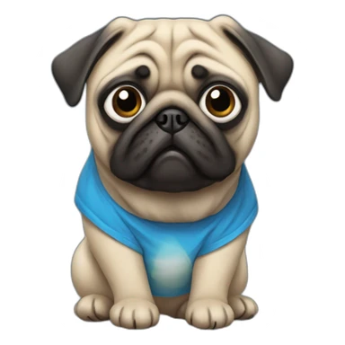 pug wearing a t-shirt sticker