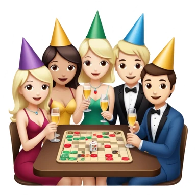 4 people playing board games  2women and 2 men sticker