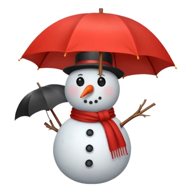 Snowman holding a red travelers umbrella sticker