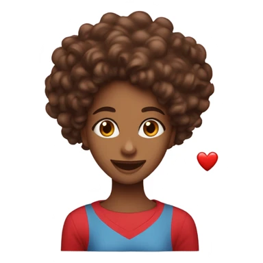 Light brown woman with beautiful long dark brown curly hair with a red happy Valentine’s Day t-shirt sticker