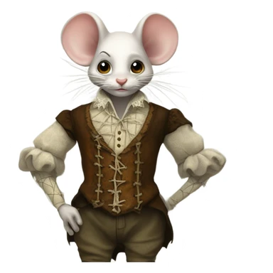 Tom Thumb whimsical fairytale boy mouse skin shoes and thistledown doublet shirt made of spider web sticker