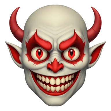 alastor the demon, smiling with his evil red eyes and long evil red teeth, looking evil and demonic and horrible and like a demon. sticker