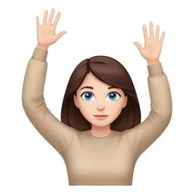 not guilty, druski hands in the air pose. Woman, blue eyes, brunette hair sticker